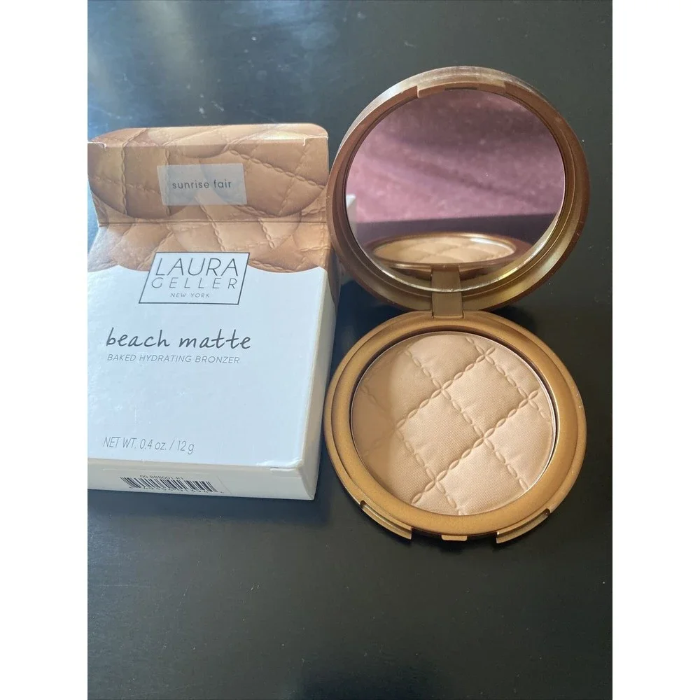 Laura Geller Beach Matte Baked Hydrating Bronzer - Sunrise Fair New in Box .4 Oz